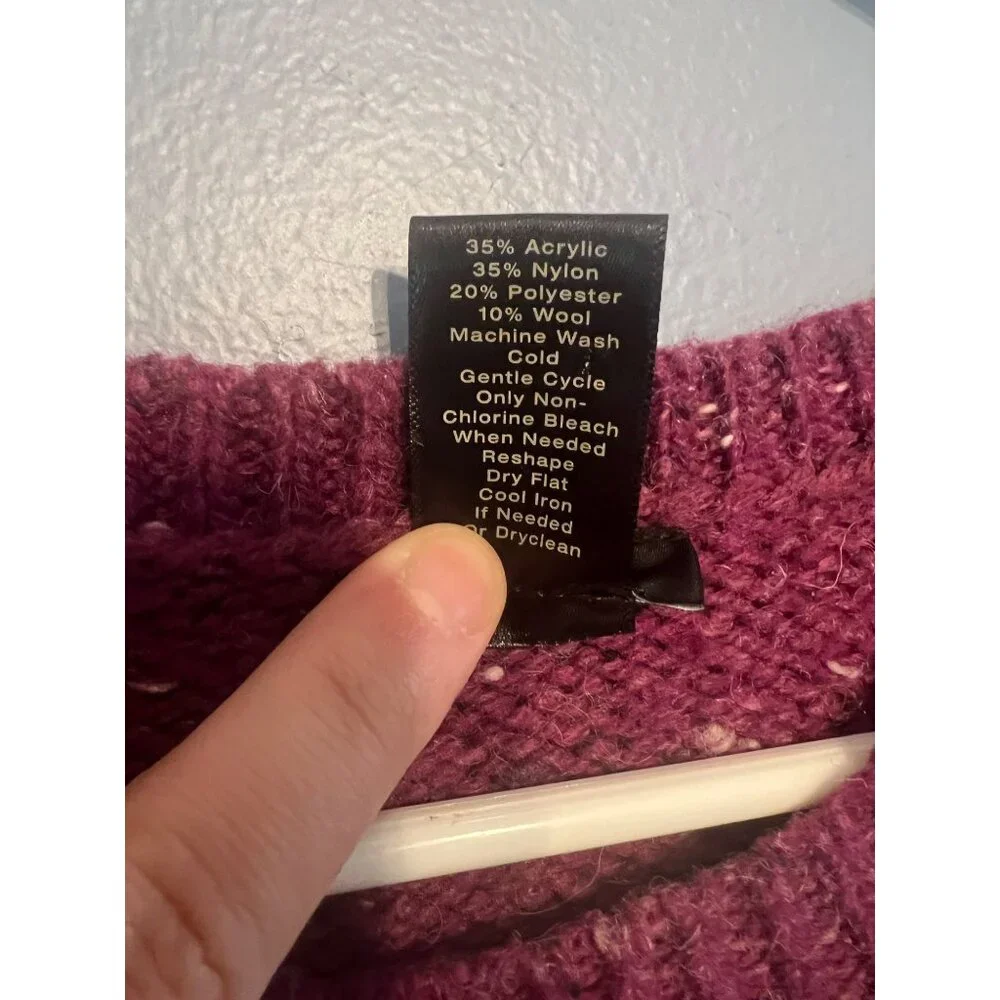 Ann Taylor Factory Burgundy/Purple Knitted‎ Cold Shoulder Sweater Size Large